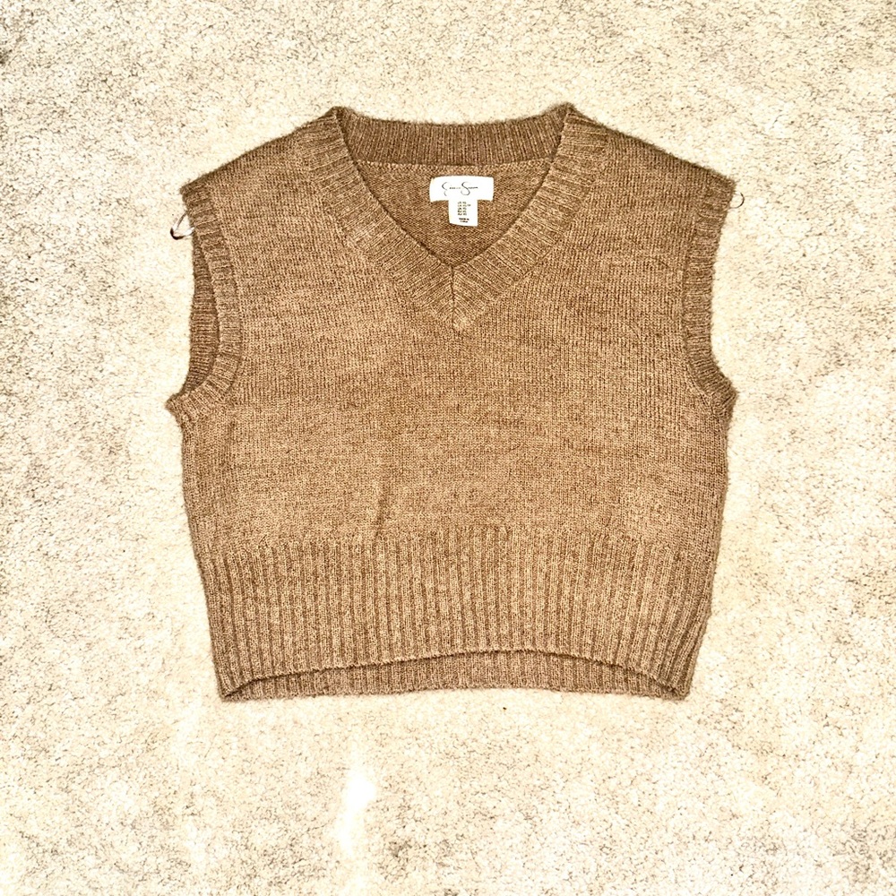 Brown Knit Sleeveless Sweater Vest